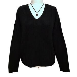 Hooked Up NWT Black Lace Up Sweater Juniors XL